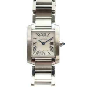 タンクフランセーズ SM 腕時計 クォーツ ローマン文字 白文字盤 ステンレススチール