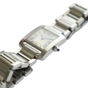Cartier タンクフランセーズ SM 腕時計 クォーツ ローマン文字 白文字盤 ステンレススチール
