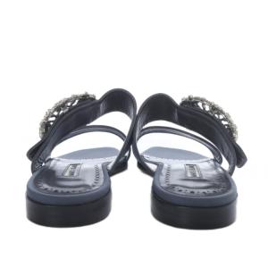 MANOLO BLAHNIK TITUBAFLAT JEWEL サンダル ビジュー 36 グレー