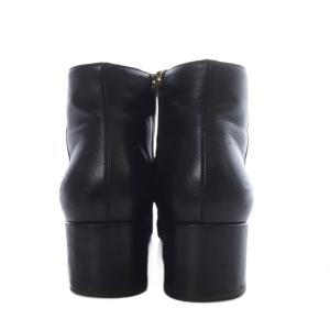 Sergio Rossi ブーツ ショート チャンキーヒール サイドジップ レザー 36.5 ブラック /YO16