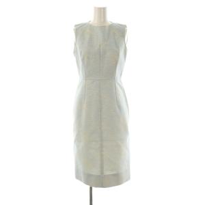 ノースリーブワンピース ひざ丈 総柄 36 ライトブルー /DF OS