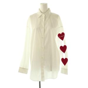 ハートワッペン シャツ ブラウス 長袖 I40 ホワイト /HK OS