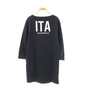 EMPORIO ARMANI ロゴ スウェット チュニック 長袖 40 ネイビー /HK OS