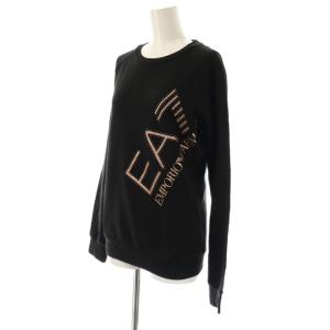EMPORIO ARMANI イーエーセブン EA7 ロゴ ラメ スタッズ 長袖 Tシャツ カットソー M ブラック /HK OS