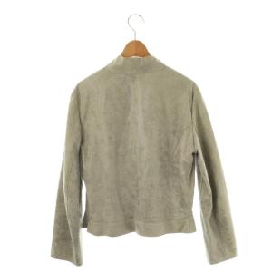 EMPORIO ARMANI ラムレザー スエードジャケット ノーカラー 44 グレー /AT OS