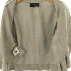EMPORIO ARMANI ラムレザー スエードジャケット ノーカラー 44 グレー /AT OS