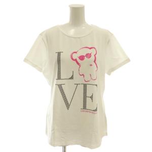 マンガベア ラインストーン ロゴ 半袖 Tシャツ カットソー 50 ホワイト ピンク ブラック /ES