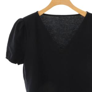 FOXEY Vネック ニット カットソー 40 ネイビー 38094