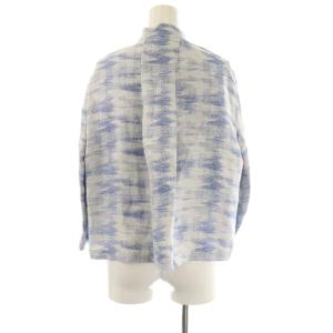 EMPORIO ARMANI 総柄 リネン ジャケット スカート セットアップ 44 ブルー ホワイト /DF OS