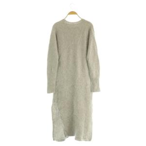 Deuxieme Classe ウール カシミヤ ブークレワンピース ニット ロング 長袖 クルーネック スリット グレー /MY OS