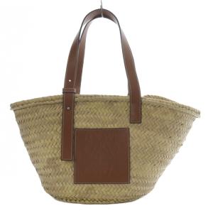 ラージ バスケット トートバッグ タン×ナチュラル