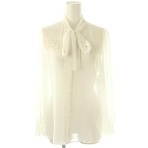 刺繍 ボウタイ ブラウス 長袖 38 ホワイト /HK OS