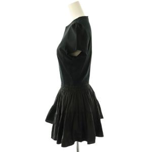 BORDERS at BALCONY SHIRT GATHERED TEE Tシャツ カットソー チュニック丈 36 ブラック /ES OS