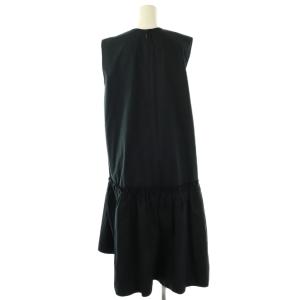 YOKO CHAN YOKOCHAN フリルギャザーフレアコットンノースリーブワンピース ロング 38 ネイビー /HK OS