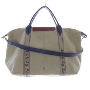 Longchamp ルプリアージュ トリコロール キャンバス バッグ ショルダーバッグ ハンドバッグ 2way ベージュ /SR
