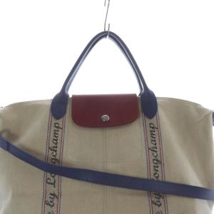 Longchamp ルプリアージュ トリコロール キャンバス バッグ ショルダーバッグ ハンドバッグ 2way ベージュ /SR