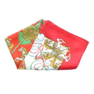 HERMES カレ90 LUNA PARK 遊園地 スカーフ 絹 シルク マルチカラー 赤 レッド 白 ホワイト 緑