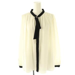 手洗い可能 パール モチーフ ボウタイ ブラウス シャツ ONE-SIZE ホワイト ブラック /ES