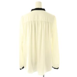 SHIPS 手洗い可能 パール モチーフ ボウタイ ブラウス シャツ ONE-SIZE ホワイト ブラック /ES