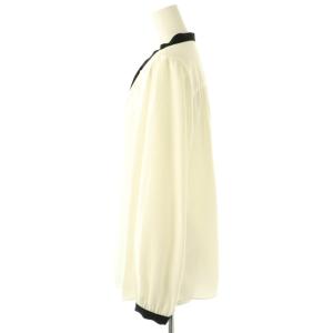 SHIPS 手洗い可能 パール モチーフ ボウタイ ブラウス シャツ ONE-SIZE ホワイト ブラック /ES