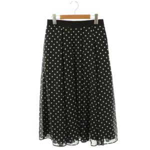 スパンドットプリント フレアスカート 水玉 42 ブラック ホワイト /ES OS