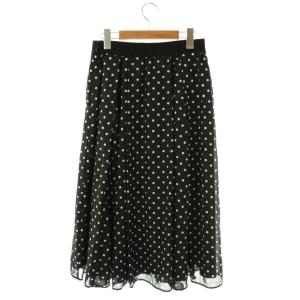 TO BE CHIC スパンドットプリント フレアスカート 水玉 42 ブラック ホワイト /ES OS