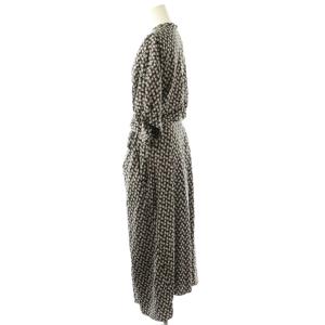 6 ROKU BEAUTY&YOUTH LEAF PRINT ONE PIECE ワンピース シルク混 36 ブラック マルチカラー /DO OS