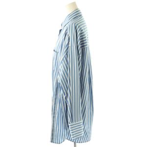 ENFOLD ストライプデザインシャツ 38 ライトブルー ホワイト /DO OS