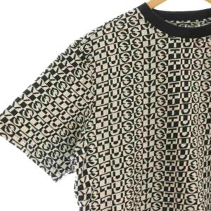 STUSSY CheckCrew ロゴジャカードTシャツ カットソー S ブラック オフホワイト 1140206 /DO