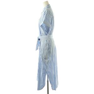 Polo by Ralph Lauren ベルテッド ストライプド コットン シャツドレス ワンピース S P ライトブルー ホワイト /ES OS