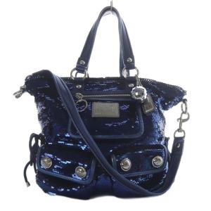 ポピー シークイン スポットライト ハンドバッグ ショルダーバッグ 2way 斜め掛け スパンコール ネイビー