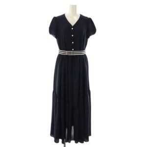 VOYAGE MAXI DRESS ワンピース ロング ベルト付き 36 ネイビー /DF OS