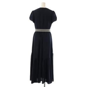 BORDERS at BALCONY VOYAGE MAXI DRESS ワンピース ロング ベルト付き 36 ネイビー /DF OS