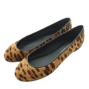 フラットシューズ バレエ L'Appartement取り扱い レオパード柄 ハラコ 36.5 茶 ブラウン