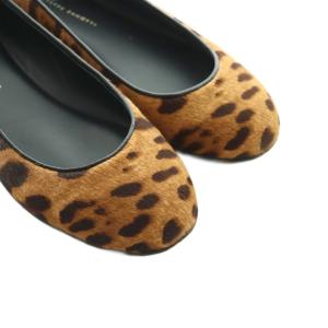 GIUSEPPE ZANOTTI フラットシューズ バレエ L'Appartement取り扱い レオパード柄 ハラコ 36.5 茶 ブラウン