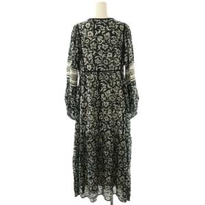 Framework 更紗プリントワンピース ロング 長袖 ブラック マルチカラー /DO OS