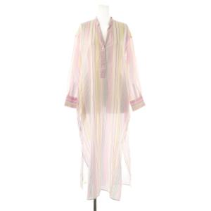コットン ストライプワンピース シャツワンピース ホワイト ピンク マルチカラー /ES OS