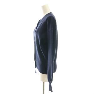SLOBE IENA 25SS ダブルフェイスクルーカーディガン ニット 長袖 コットン 紺 /NR OS