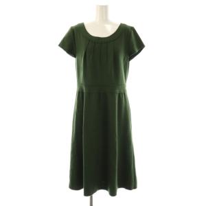 ウール 半袖 ワンピース ひざ丈 42 カーキ /AT