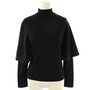 袖レイヤード ニット セーター 長袖 M ブラック /HK OS