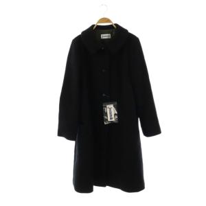 ダブルクロスモッサ スクエアボタンコート ステンカラー ロング 42 黒 ブラック/AT