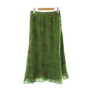 seres アニマルプリントスカート 40 モスグリーン マルチカラー /DO OS