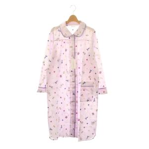 ルームウェア 総柄 ワンピース ロング 長袖 M ピンク /HK OS