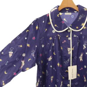 tsumori chisato SLEEP ルームウェア 総柄 ワンピース ロング 長袖 M ネイビー /HK OS