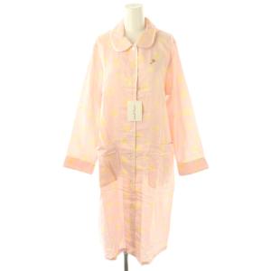 ルームウェア 総柄 ワンピース ロング 長袖 M ピンク /HK OS