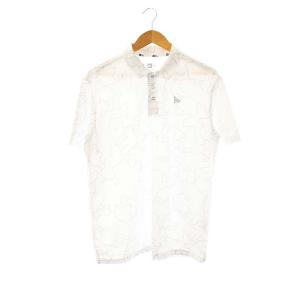 総柄ポロシャツ 半袖 XL ホワイト グレー /ES OS