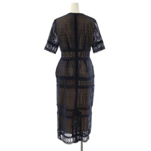 LagunaMoon ジオメトリックドレス ワンピース ロング M ネイビー ベージュ /DF OS