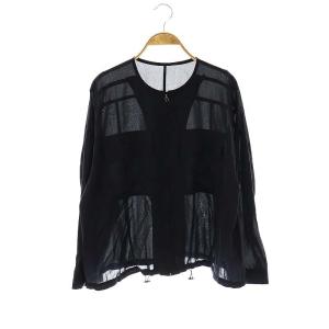 24SS キュプラコットンジップアップブルゾン ノーカラージャケット M 濃紺 ネイビー /ES OS