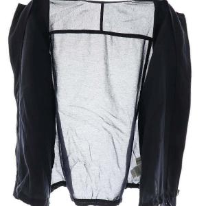 HUMAN WOMAN 24SS キュプラコットンジップアップブルゾン ノーカラージャケット M 濃紺 ネイビー /ES OS