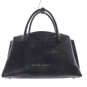 レザー クロコ 型押し 2WAYバッグ ショルダーバッグ ハンドバッグ 黒 ブラック /SR38